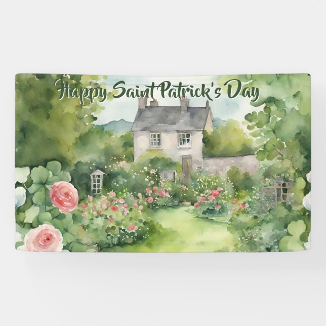 Aesthetic Watercolor St Patricks Day Banner (Horizontal)