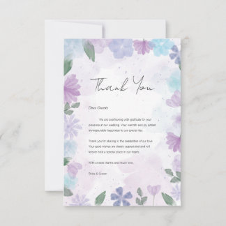 Aesthetic Watercolour Floral Wedding Thank You Card