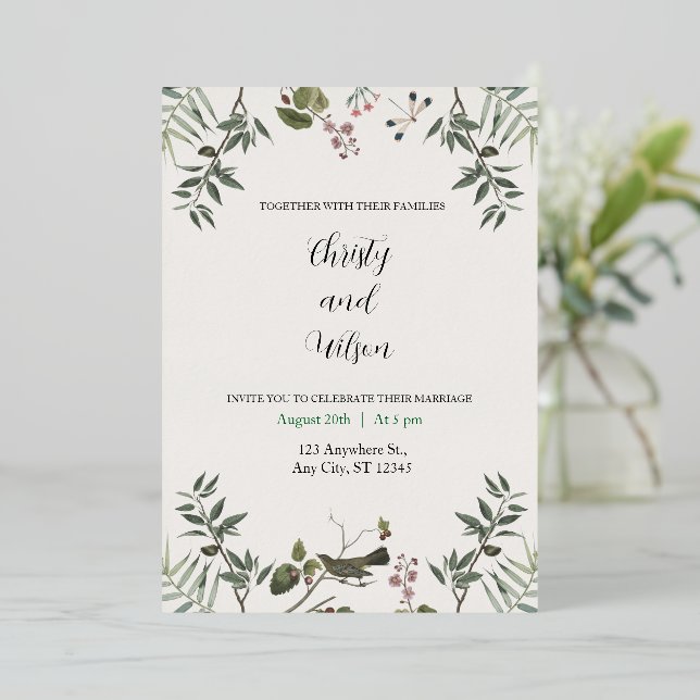 aESTHETIC wedding invitation card  (Standing Front)