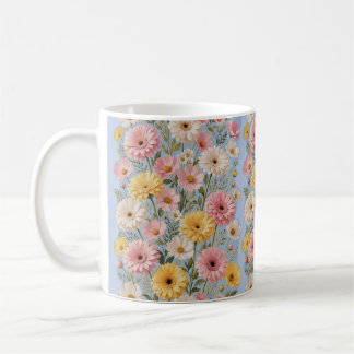 Aesthetic Yellow Pink Gerber Daisy Floral Mug