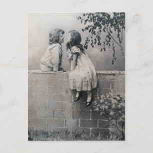 Aesthetic Young Romance Vintage Black and White Postcard