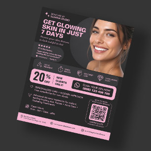 Aesthetician Aesthetic Pink Black Glow Skincare Flyer