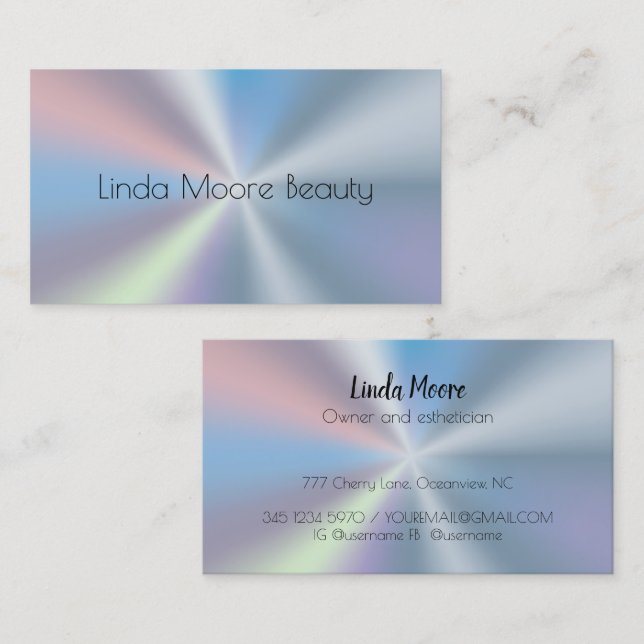 Aesthetician Beauty Hologram Business Card (Front/Back)