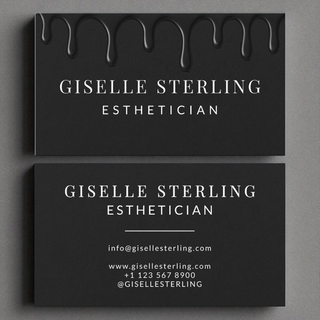 Aesthetician Black Dripping Luxe  Business Card (Creator Uploaded)
