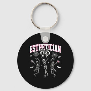 Aesthetician Dancing Skeleton Halloween Bow Skin T Key Ring