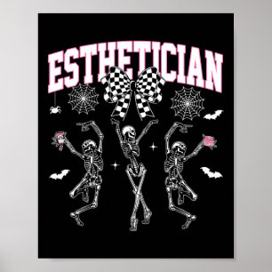 Aesthetician Dancing Skeleton Halloween Bow Skin T Poster