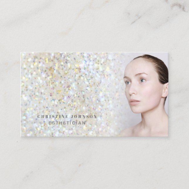 aesthetician faux glitter texture • business card (Front)