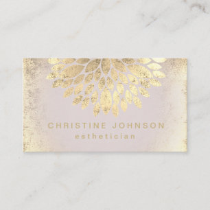 aesthetician FAUX gold foil dahlia Business Card