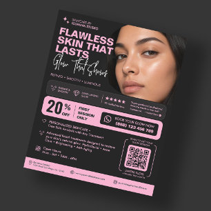 Aesthetician Glow Skincare Aesthetic Pink Black Flyer