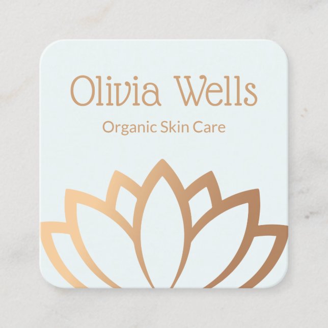 Aesthetician Gold Lotus Flower Square Business Car Card (Front)