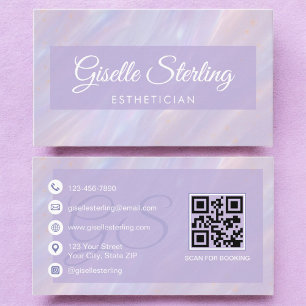 Aesthetician Iridescent Pastel Opal Holographic Business Card