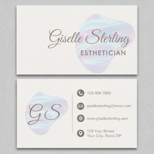 Aesthetician Iridescent Pearl Opal Abstract Business Card