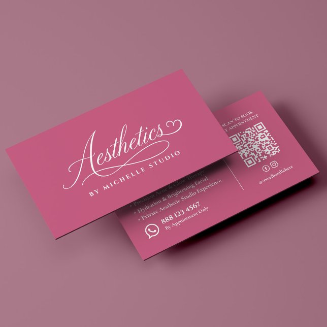 Aesthetician Luxury Script Aesthetics Pink Business Card (Esthetician Luxury Script Aesthetics Pink Business Card
)