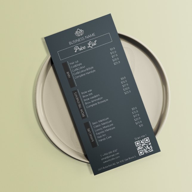Aesthetician Price List Menu Black White Grey Grey (Esthetician Price List Menu Black White Gray Grey)