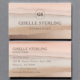 Aesthetician Rose Gold Blush Beige Watercolor Business Card