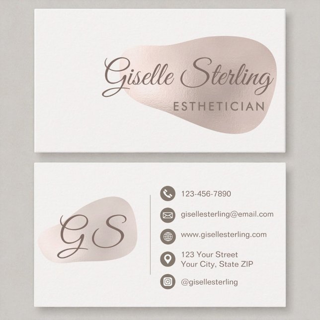 Aesthetician Rose Gold Foil Blush Abstract Beauty Business Card (Creator Uploaded)