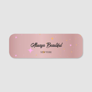 Aesthetician Rose Gold Script Calligraphy Name Tag