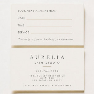 Aesthetician Skin Salon Appointment Card