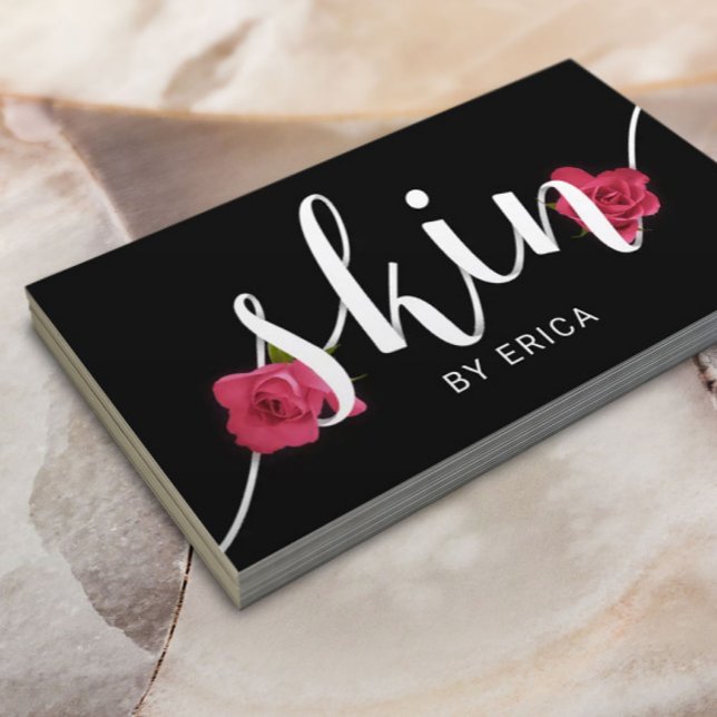 Aesthetician Skin Salon Flower & Paper Typography Business Card (Creator Uploaded)