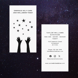 Aesthetician Skincare Hands Stars Fun Social Media Business Card