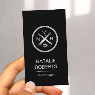Aesthetician Wax Stick & Twezzer Logo Beauty Salon Business Card