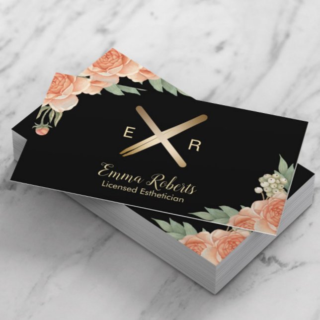 Aesthetician Wax Stick & Twezzer Logo Classy Business Card (Creator Uploaded)