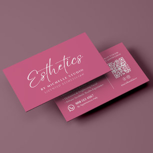 Aesthetics Script Pink Elegant Licensed Aesthetici Business Card