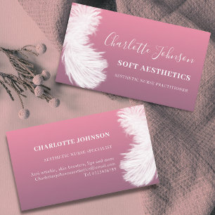 Aesthetics Skincare Modern Pink Feather Business Card