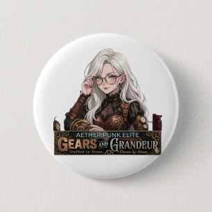 Aether Punk Elite Steampunk Anime Girl Gears and G 6 Cm Round Badge