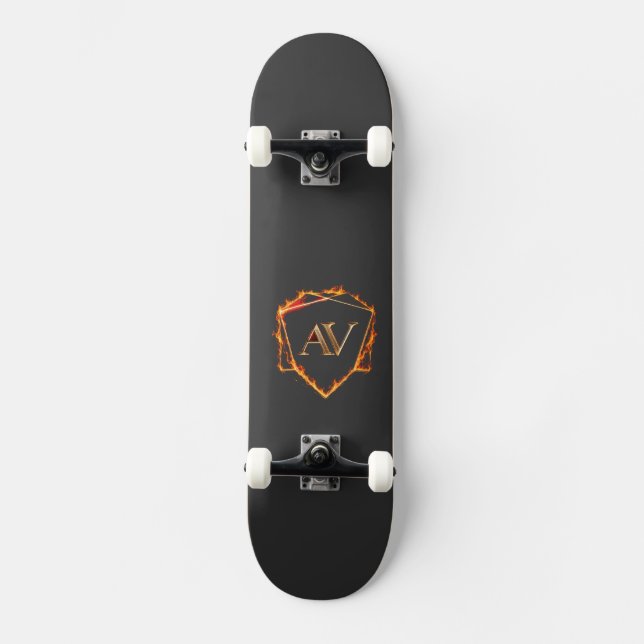 AETHER VANGUARD - AV Logo Stone Shape Streetwear Skateboard (Front)