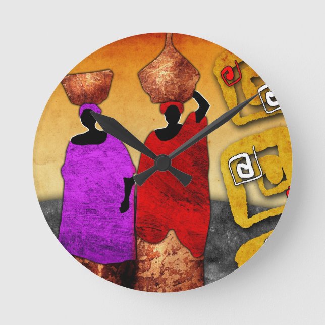 af047 Africa retro vintage style gifts Round Clock (Front)