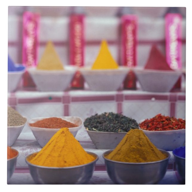 AF, Egypt, Aswan, Colourful spices in market. Tile (Front)