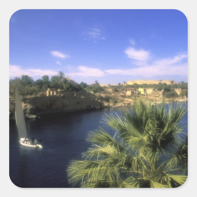 AF, Egypt, Upper Egypt, Aswan. River Nile, Square Sticker (Front)