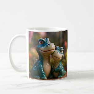 Affectionate Blue Dino Pair Coffee Mug