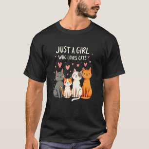 Affectionate Girl Loves Cats Happy Art T-Shirt