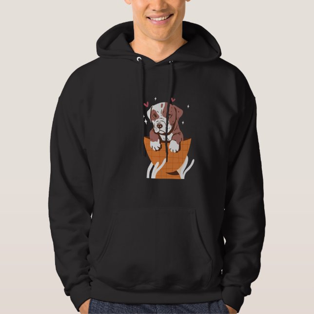 Affectionate Pit Bull Puppy Hoodie (Front)