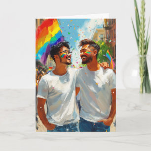 Affectionate Rainbow Couple Card