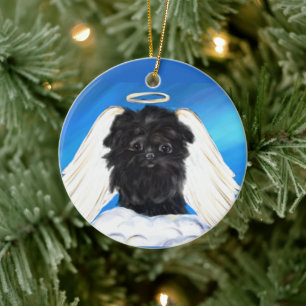 Affenpinscher Angel Ceramic Tree Decoration