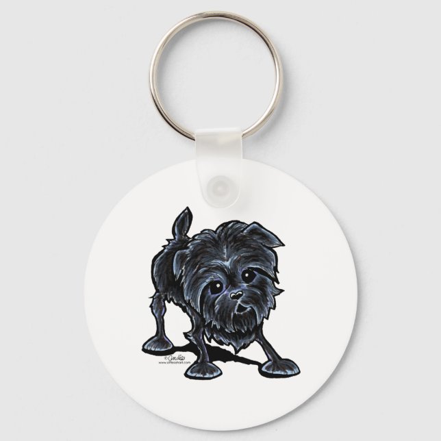 Affenpinscher at Play Key Ring (Front)