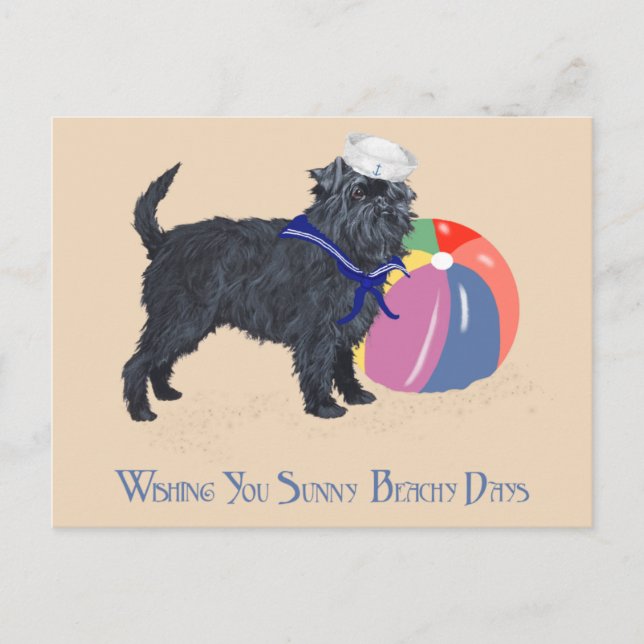 Affenpinscher at the Beach Postcard (Front)