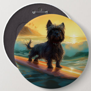 Affenpinscher Beach Surfing Painting 6 Cm Round Badge