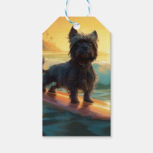 Affenpinscher Beach Surfing Painting Gift Tags