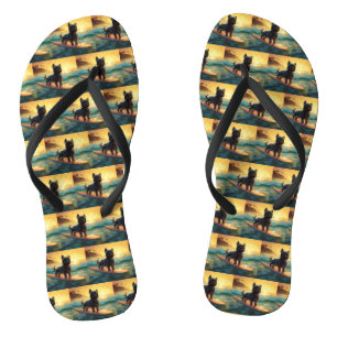 Affenpinscher Beach Surfing Painting Jandals