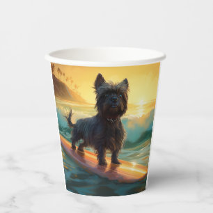 Affenpinscher Beach Surfing Painting Paper Cups