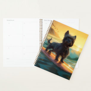 Affenpinscher Beach Surfing Painting Planner