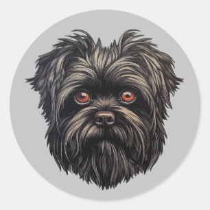 Affenpinscher Black Dog Classic Round Sticker