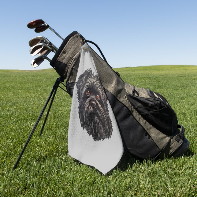 Affenpinscher Black Dog Golf Towel (Green)