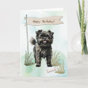 Affenpinscher Breed Dog Under Birthday Sign Card