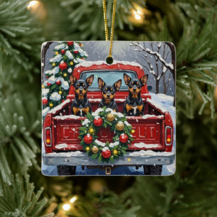 Affenpinscher Christmas Red Truck Holiday Ceramic Ornament