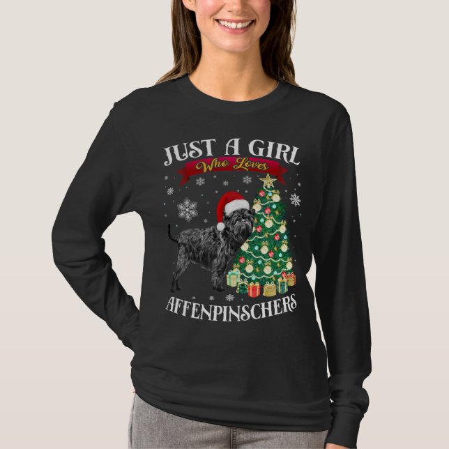 Affenpinscher Christmas Tree Affenpinscher Santa H T-Shirt (Front)